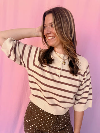 Ribbed Trim Knit Top