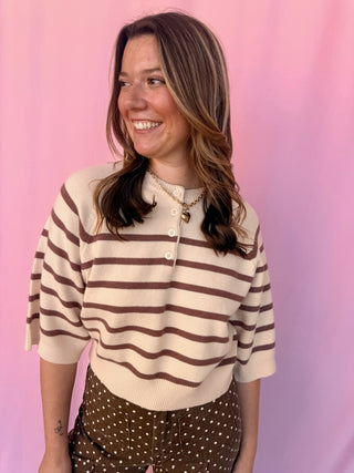 Ribbed Trim Knit Top