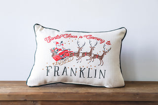 Santa Claus is Coming to Louisville Sleigh Pillow