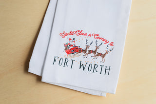 Santa Claus is Coming to Louisville Sleigh Tea Towel