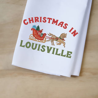 Christmas in Horse Carriage Tea Towel