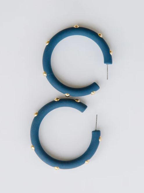 Candace Navy Large Hoop