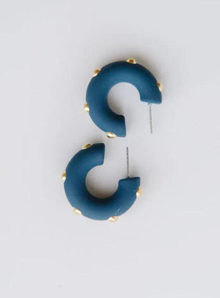 Candace Navy Small Hoop