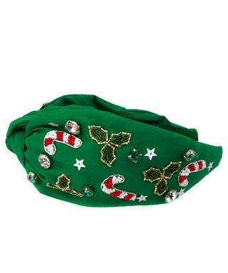 Green Candy Cane Mistletoe Headband
