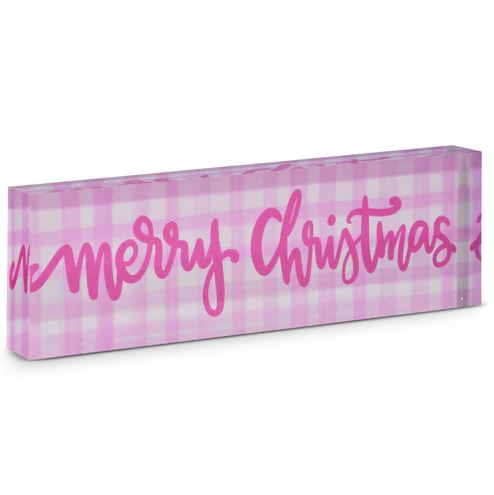 10" Pink Xmas Acrylic Sign