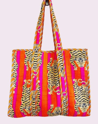 Orange & Pink Tiger Tote Bag