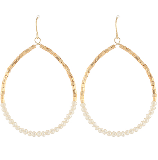 Cream Beaded Hoop