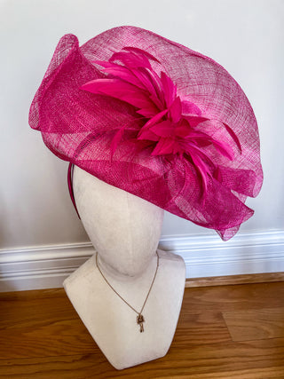 Fuchsia Feather Fascinator