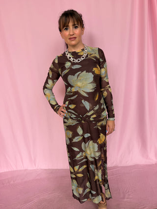 Floral Mesh Knit Dress