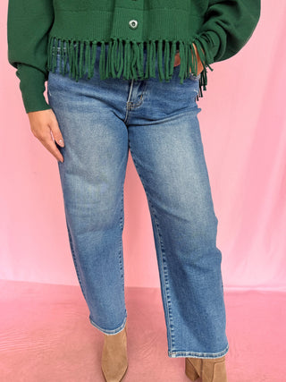 Annie High Rise Crop Barrel Jeans