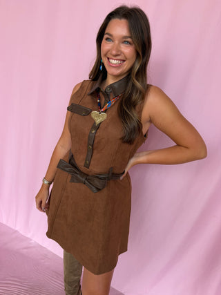 girl wearing brown dress