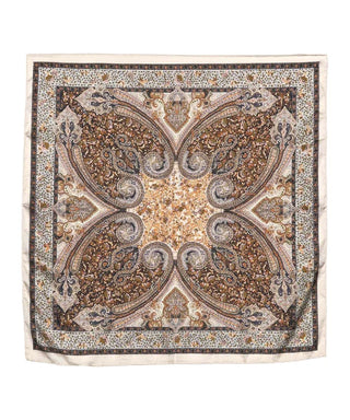 Ivory Paisley & Flower Silky Bandana Scarf