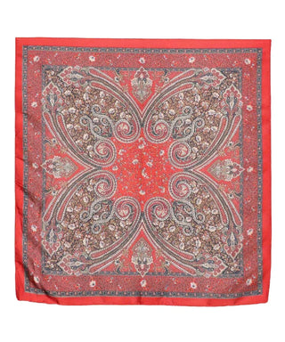 Red Paisley & Flower Silky Bandana Scarf