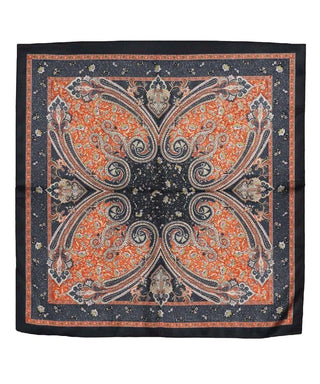 Black Paisley & Flower Silky Bandana Scarf
