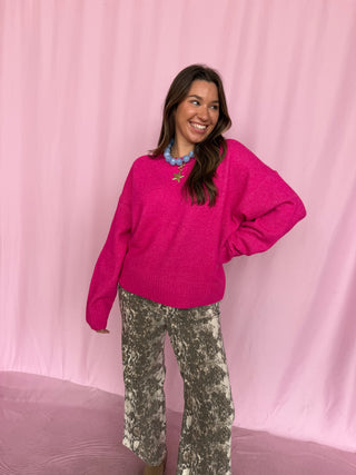 Relaxed Fit Crew Neck Sweater