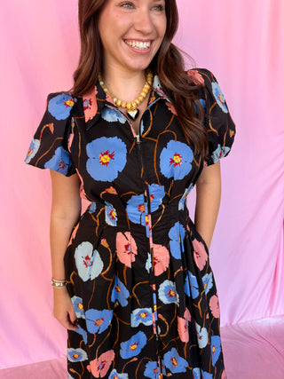 Midnight Bloom Midi Dress