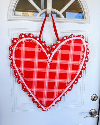 Red Scalloped Heart Door Hanger