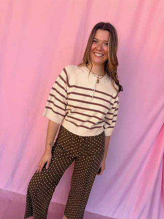 Ribbed Trim Knit Top