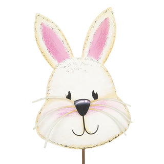 Decorative bunny head with pink ears on a white background
