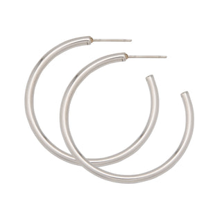 Shiny Silver Thin Medium Hoop
