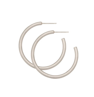 Matte Silver Thin Medium Hoop
