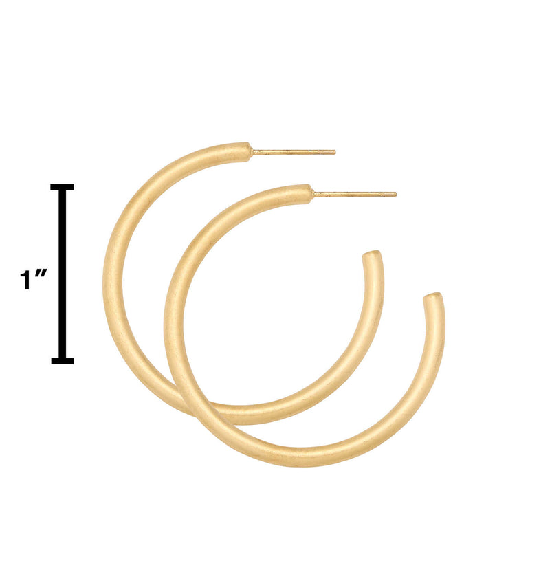 Matte Gold Thin Medium Hoop