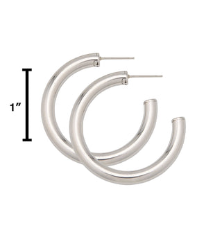 Shiny Silver Thick Medium Hoop