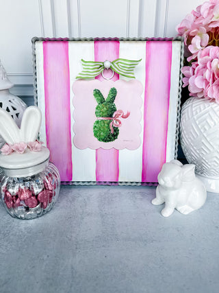 Scallop Pink Boxwood Bunny Mini Gallery Decor