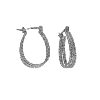 4 Row Textured Hoop- Silver