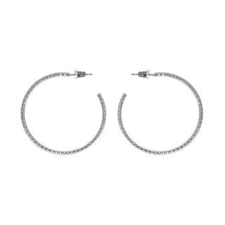 Silver Thick Textured Hoop