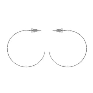 Silver Thin Textured Hoop