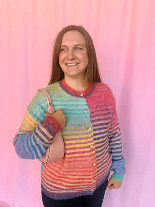 Space Dye Striped Cardigan