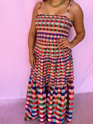 Plaid Tiered Maxi Dress
