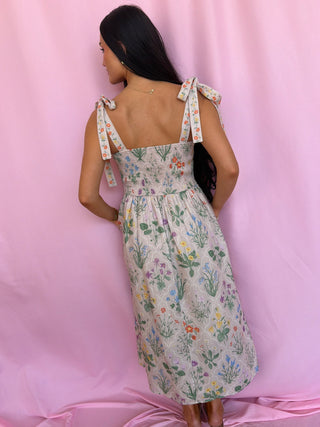 woman wearing floral dress