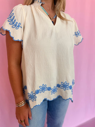 Daisy Days Scallop Top