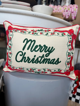 Grandmillennial Hometown Christmas Pillow