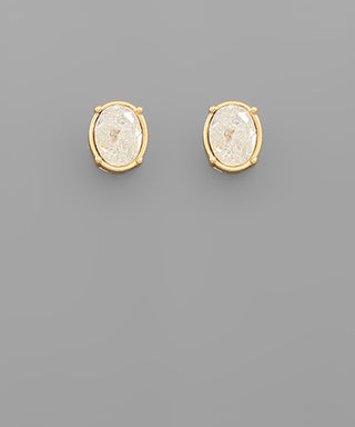 White Oval Stud