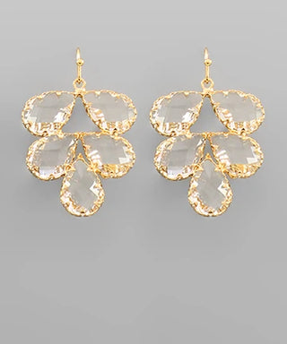 Clear Leaf Shape Glass Earrings
