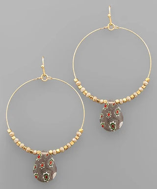 Brown Lampwork Teardrop Earrings