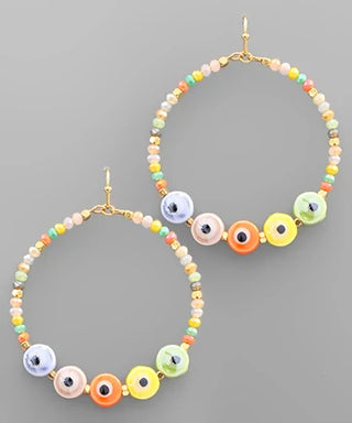 Evil Eye Beads Circle Earrings