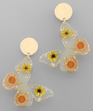 Pressed Flower Butterfly Earring