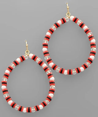 Red Gameday Glass Round Earrings