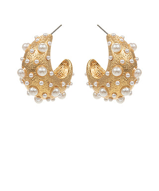 Studded Pearl Chunky Hoop