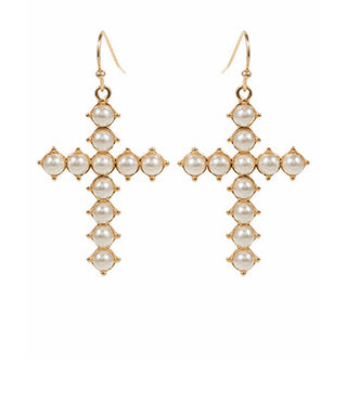 Pearl Cross Dangle Earring