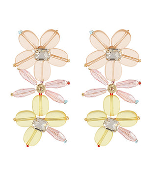 Yellow Flower Linear Earring