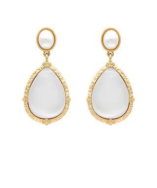 White Antique Teardrop Dangle Earrings