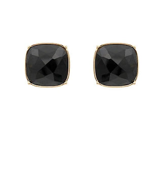 Black Glass Square Earrings