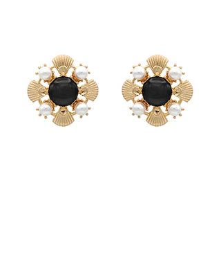 Black Antique Jewel Metal Earrings