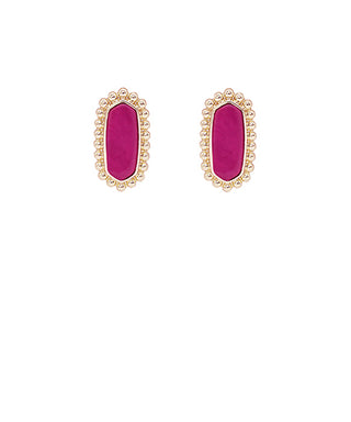 Fuchsia Antique Hexagon Earrings