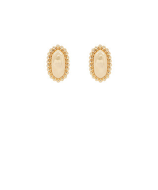 Gold Dotted Oval Stud Earrings